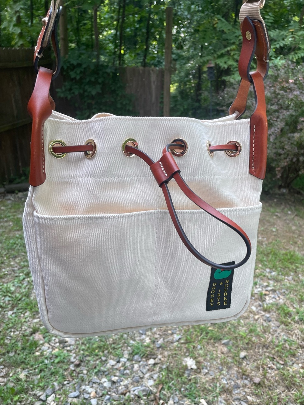 NWOT Dooney & Bourke Canvas / Leather Bucket Bag